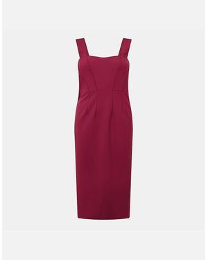 BOSS Dizena Sweetheart Neck Sleeveless Midi Dress - Red