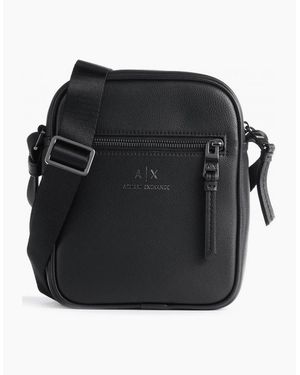 ARMANI EXCHANGE Soft Touch Leather Side Bag - Black