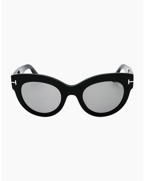 Tom Ford Lucilla Smoke Mirror Lens Shiny Thick Framed Sunglasses - Brown