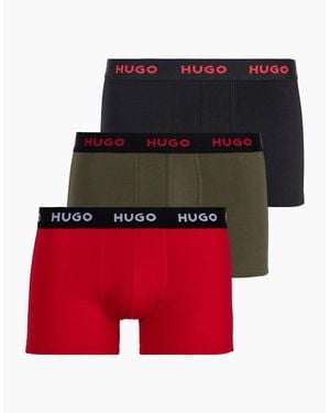 BOSS 3-Pack Classic Logo Boxer Trunks, /Khaki - Red