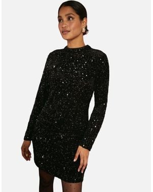 Dorothy Perkins Ladies Sequin Velvet Mini Dress - Black