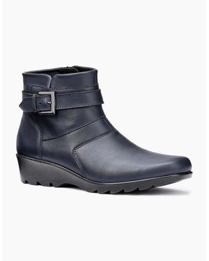 Hotter Foxton Low Wedge Boots - Blue