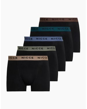 Nicce London Jakin 5Pk Boxer Shorts - Black