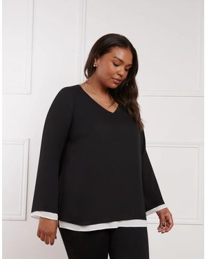 Live Unlimited London Layered Long Sleeve Top - Black