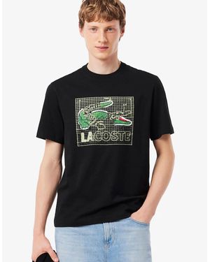 Lacoste Printed Cotton T-Shirt - Black