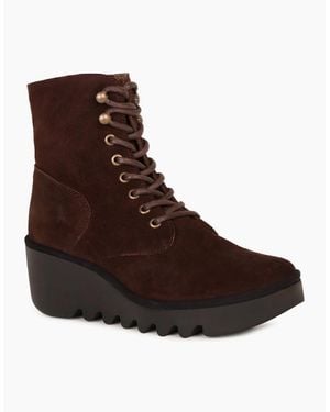 Fly London Birr Wedge Heel Boots - Brown