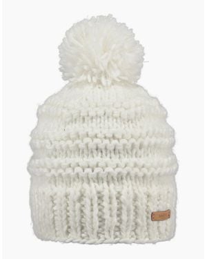 Barts Jasmin Classic Hand Knit Knitted Bobble Hat - White