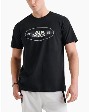 Nike Air Max Nike T Shirts Air Max T Shirt Crew Neck Short Sleeve Regular Fit New Tee - Black