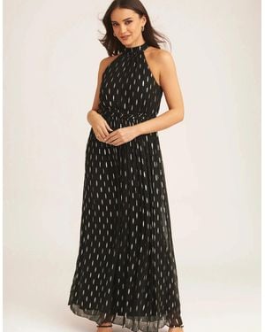 Gini London Jacquard Halter Neck Maxi Dress - Black