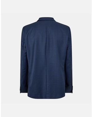 Ted Baker Plaid Patterned Notch Collared Suit Jacket - Blue