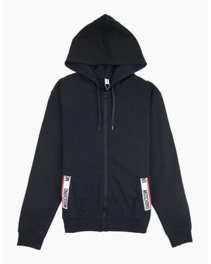 Moschino Underwear Pocket Tape Logo Hoody - Blue