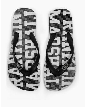 Franklin & Marshall Ua987 Rubber All Over Logo Thong Sandals - Black