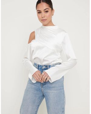 Pretty Lavish Jett Asymmetric Blouse - White