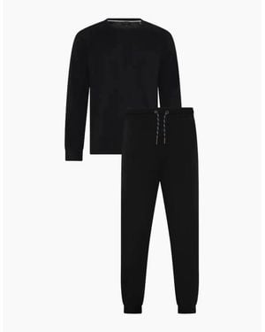 Ted Baker Waffle Long-Sleeve Top & Joggers Lounge Set - Black