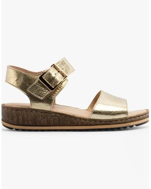 Hush Puppies Ellie Leather Wedge Sandals - Metallic