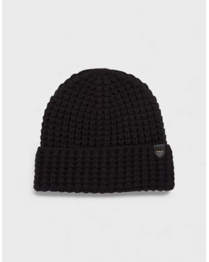 COACH Waffle Knit Beanie Hat - Black