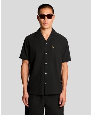 Lyle & Scott Short Sleeve Crinkle Resort Shirt - Black