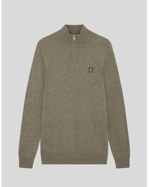 Lyle & Scott Lambswool Blend 1/4 Zip Jumper - Green