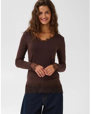 Cream Alvaia Long Sleeve Tee - Brown