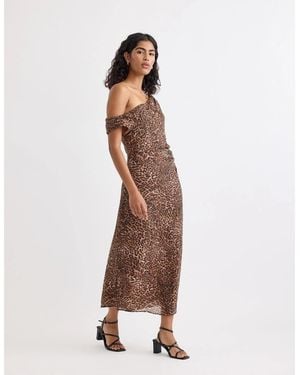 Nobody's Child Skylar One Shoulder Midi Slip Dress - Brown