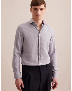 Seidensticker Slim Fit No Iron Spread Kent Structured Pattern Business Shirt - Purple