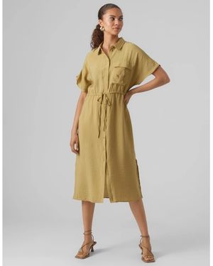 Vero Moda Iris Collared Neck Shirtdress - Metallic