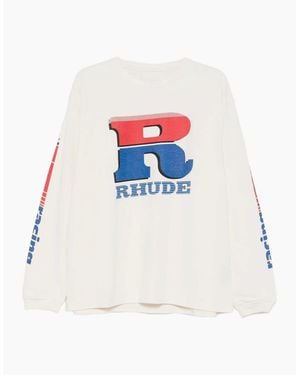 Rhude Split Patrol Ls Tee Cream - White