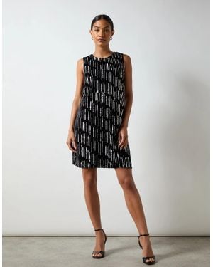 Ro&zo Petite Lucille Embellished Velvet Shift Dress - Black