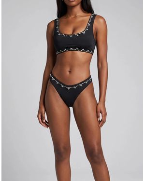 Oceanus Aaliyah Hand Beaded Crystals Bikini Bottom - White