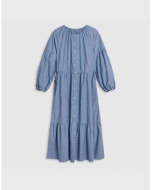 Levi's Levi's Jolene Crew Neck Three Quarter Sleeve Maxi Tiered Dress - Blue