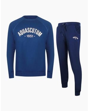 Aquascutum Old School Crewneck Tracksuit Set - Blue
