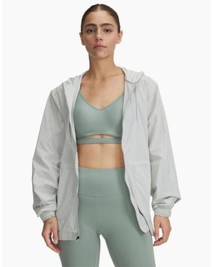 Under Armour Solid Patterned Hooded Drawstring Windbreaker With Toggle Cord Hem - Grey