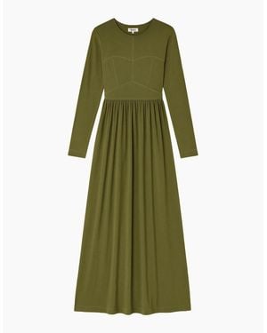 Ro&zo Petite Khaki Seamed Bodice Jersey Dress - Green