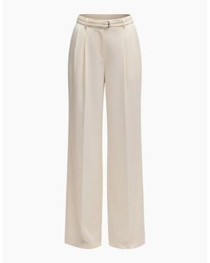 BOSS W Relaxed Fit Wide Leg Trousers - White