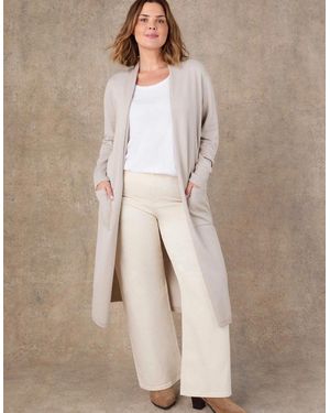 Live Unlimited London Oatmeal Longline Knitted Cardigan - Natural