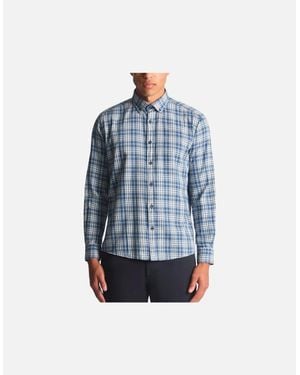 Remus Uomo Tapered Parker Long Sleeve Check Shirt - Blue