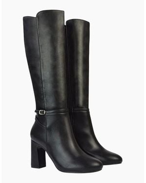 XY London Ladies Kadie High Block Heel Knee-High Boots - Black