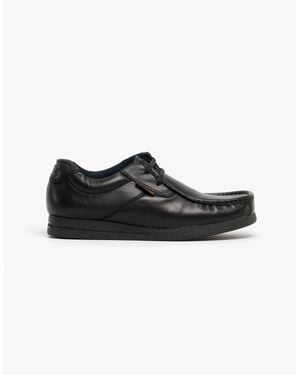 Base London Event Leather Moccasin Shoes - Black