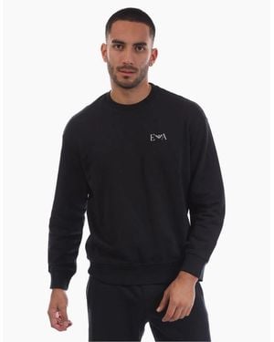 EA7 Crew Neck Ribbed Collar Long Sleeve Sweatshirt - Blue