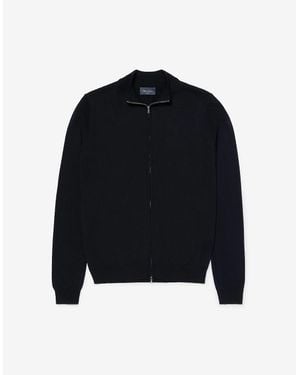 Oliver Sweeney Merino Wool Blend Zip Through Jumper - Blue