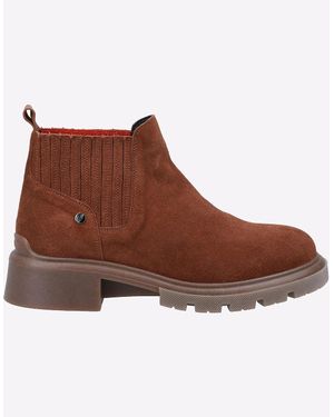 Hush Puppies Rita Leather Boots Tan Suede - Brown
