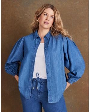 Live Unlimited London Denim Button Through Shirt - Blue