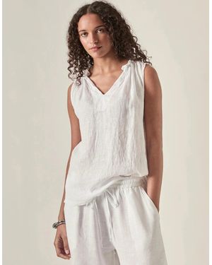 James Lakeland Pure Linen Sleeveless Top - White