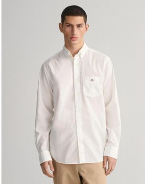 GANT Regular Fit Long Sleeve Poplin Shirt - White