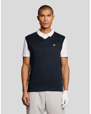 Lyle & Scott Lightweight Knitted V-Neck Vest - Blue