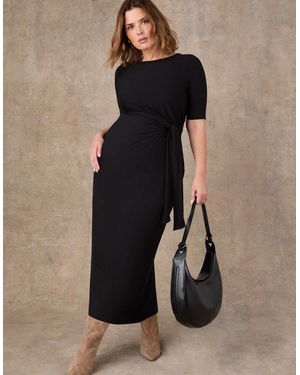 Live Unlimited London Tie Side Jersey Midaxi Dress - Blue