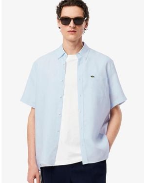 Lacoste Short Sleeved Linen Shirt - White