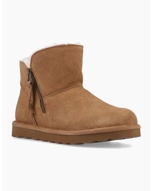 BEARPAW Magnolia Suede Hickory Winter Ankle Boots - Brown