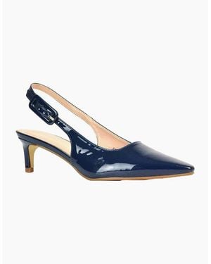 XY London Ladies Kelly Sling Back Low Kitten Heel Court Shoes - Blue