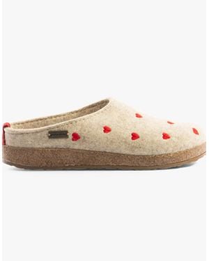 Haflinger Cuoricini Felt Clogs - Natural